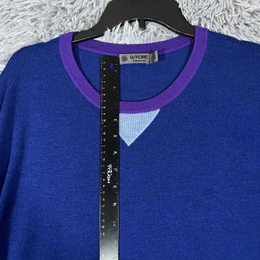 G Fore Adult Sweater Mens XXL Blue Purple Wool Solid Pullover Long Sleeve Mens